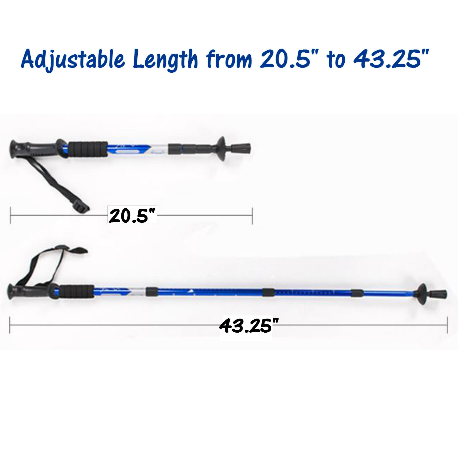 Telescopic Trekking Walking Hiking Sticks Poles Adjustable Length Anti
